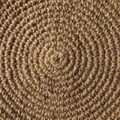 detail of custom size round jute rug