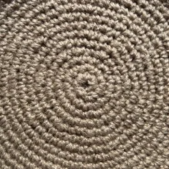 detail of round washable rugs from linen yarn
