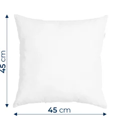 45x45 cm-es díszpárna belső pontos méretekkel illusztrálva