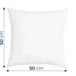 50x50 cm-es díszpárna belső pontos méretekkel illusztrálva