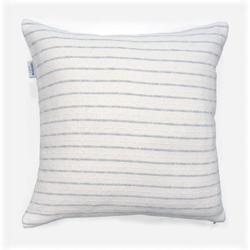 white and grey striped throw pillow