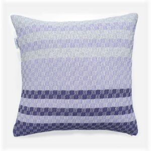 purple and grey striped cotton decorative pillow